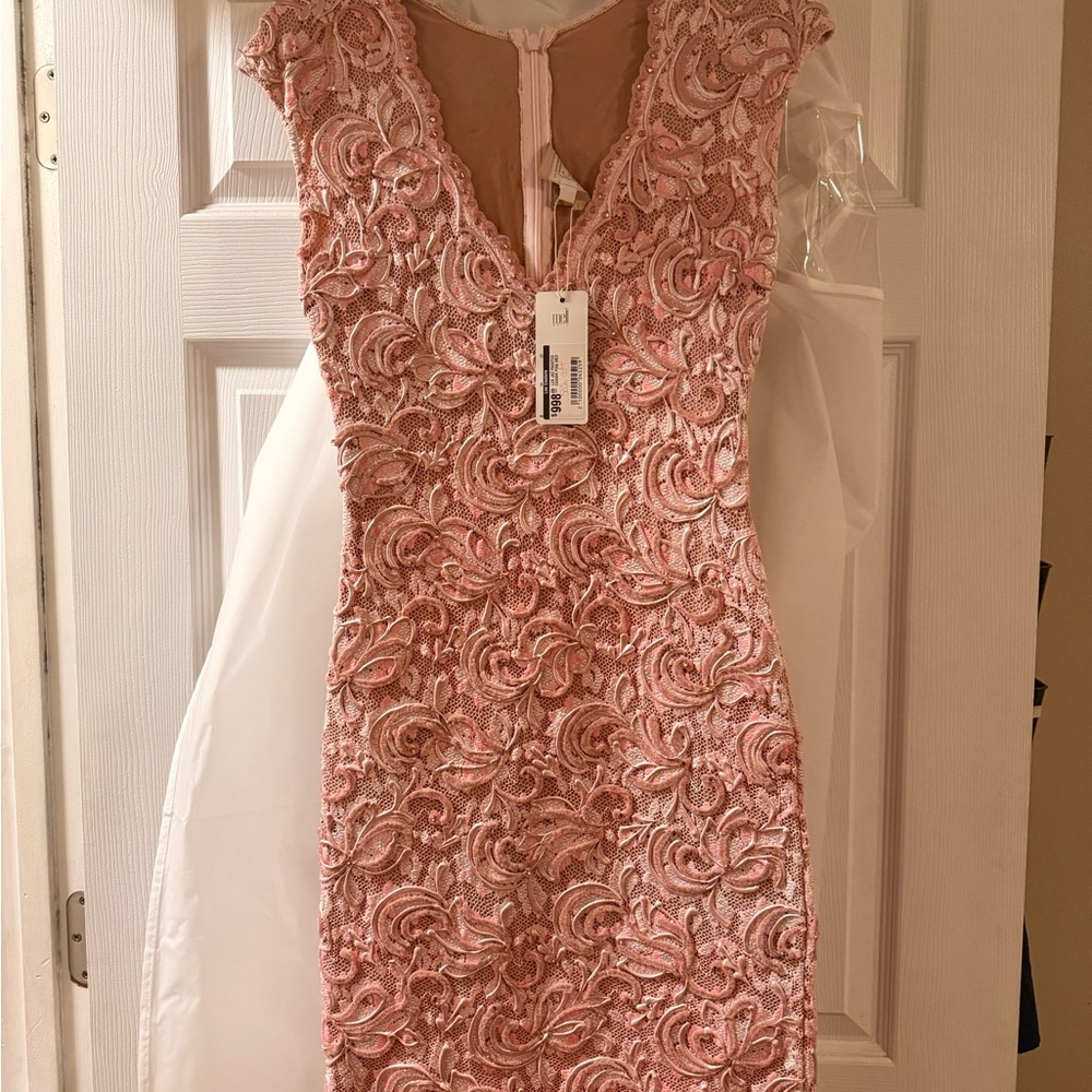 Lux Pink Floral Lace Mini Dress